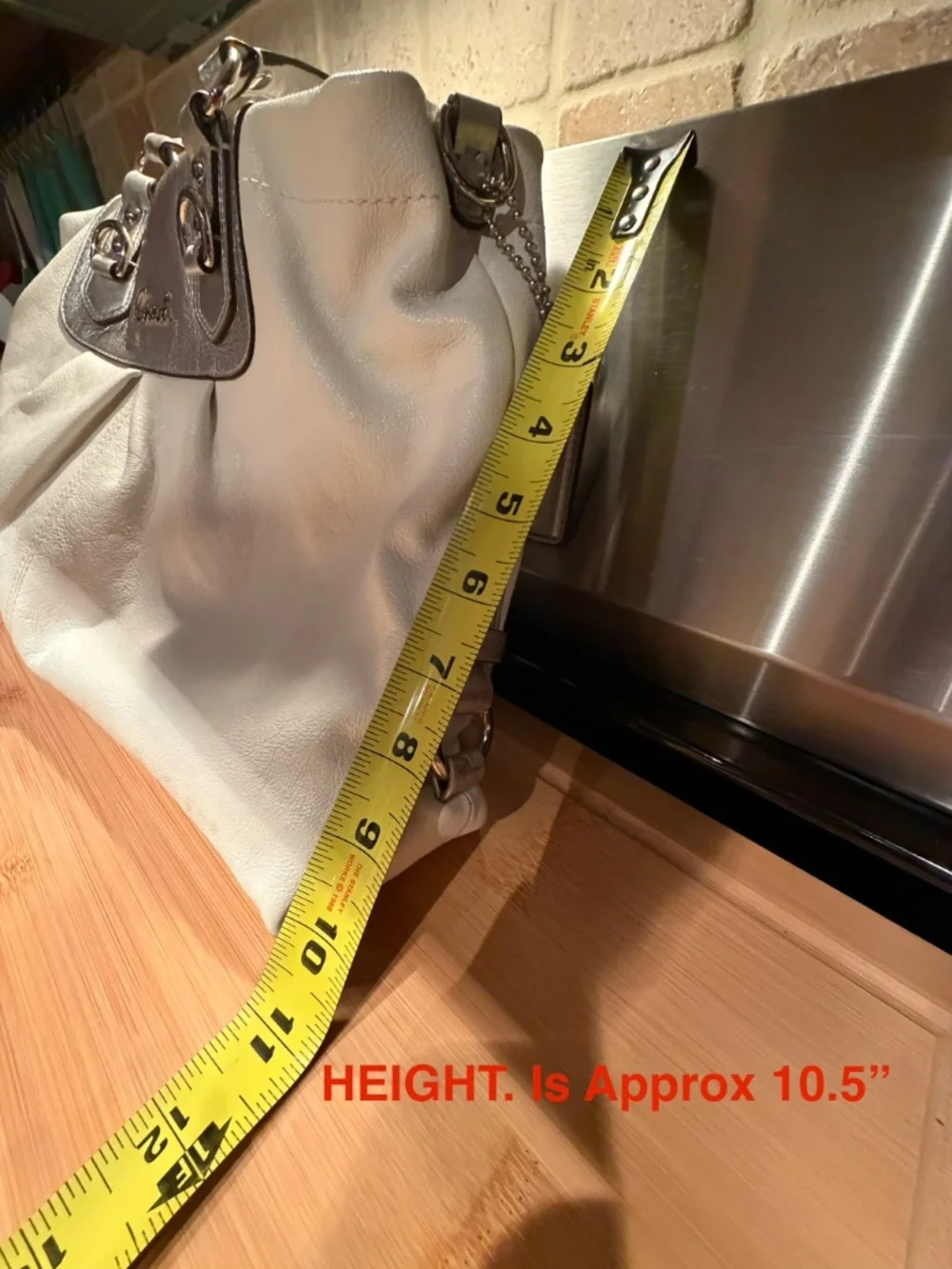 White and Silver Ashley Coach Bag/Tote